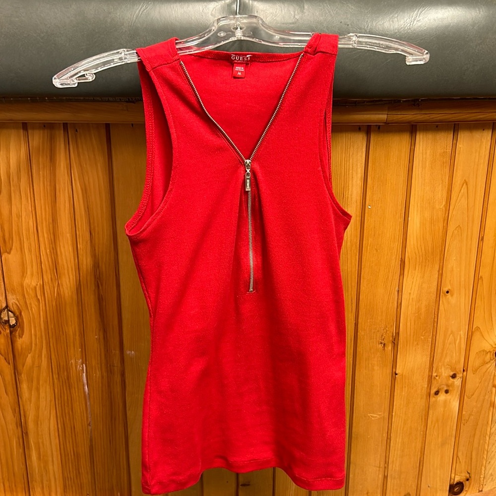 GUESS Women’s Red Tank with Zipper
